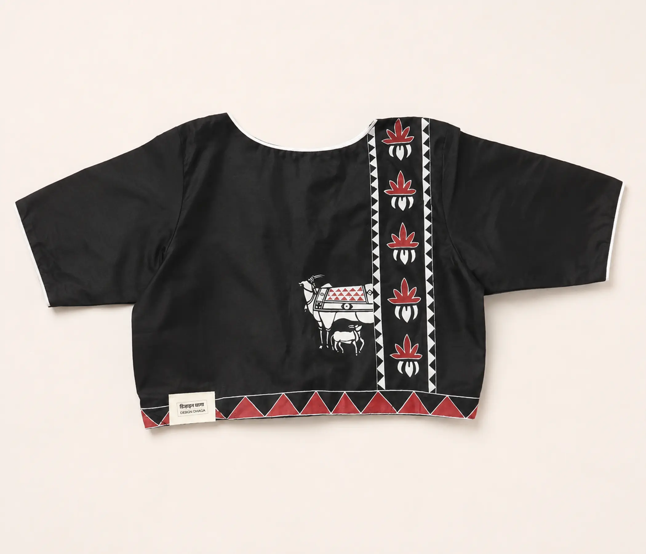 Black Hand-Painted Pure Silk Pichwai Blouse